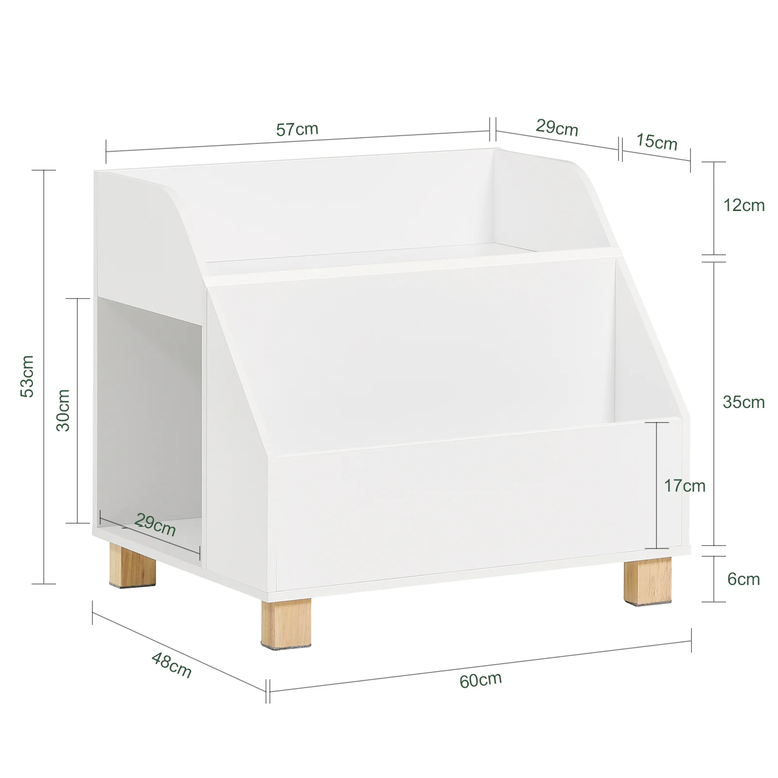 SoBuy KMB54-W Kinderplank, Speelgoedplank, Boekenplank, Opbergplank voor Boeken en Speelgoed, Kinderboekenkast met 3 Compartimenten - Image 5