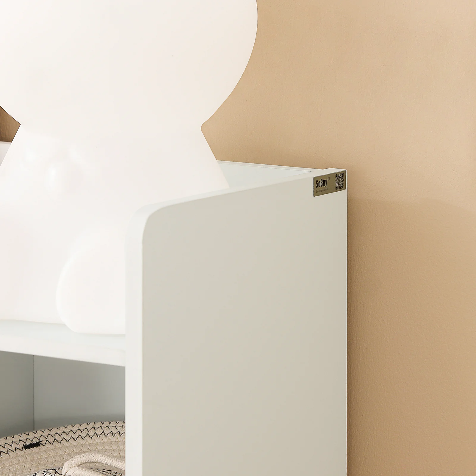 SoBuy KMB55-W Kinderbibliotheek met 8 Open Compartimenten, Speelgoedopslag en Tijdschriftenrek in Wit, 106x30x104 cm - Image 6