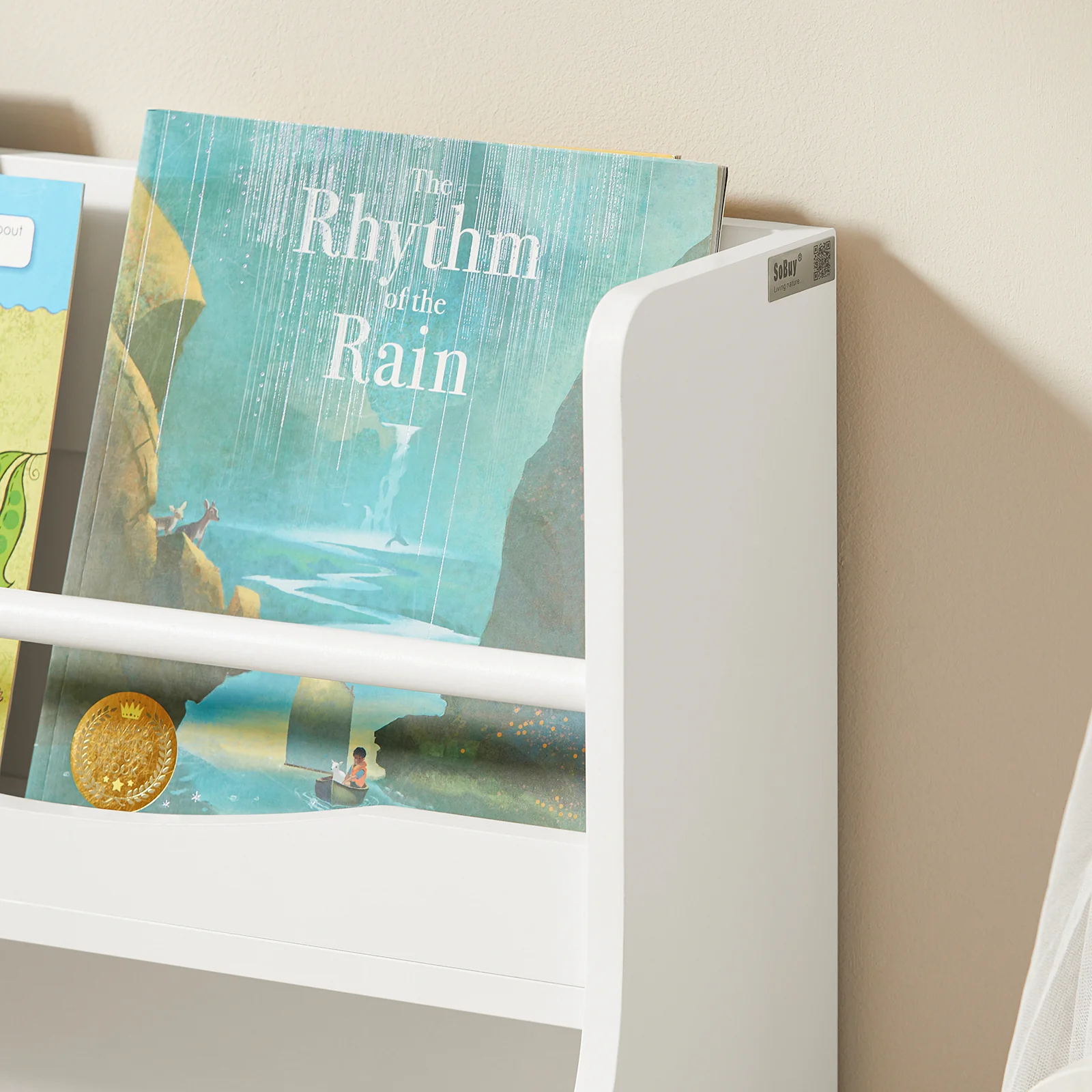 SoBuy KMB57-W Kinderboekenkast, Kinderboekenplank, Speelgoedplank, Boekenplank voor Kinderen, Opbergkast voor Boeken en Speelgoed, Opbergplank - Image 10
