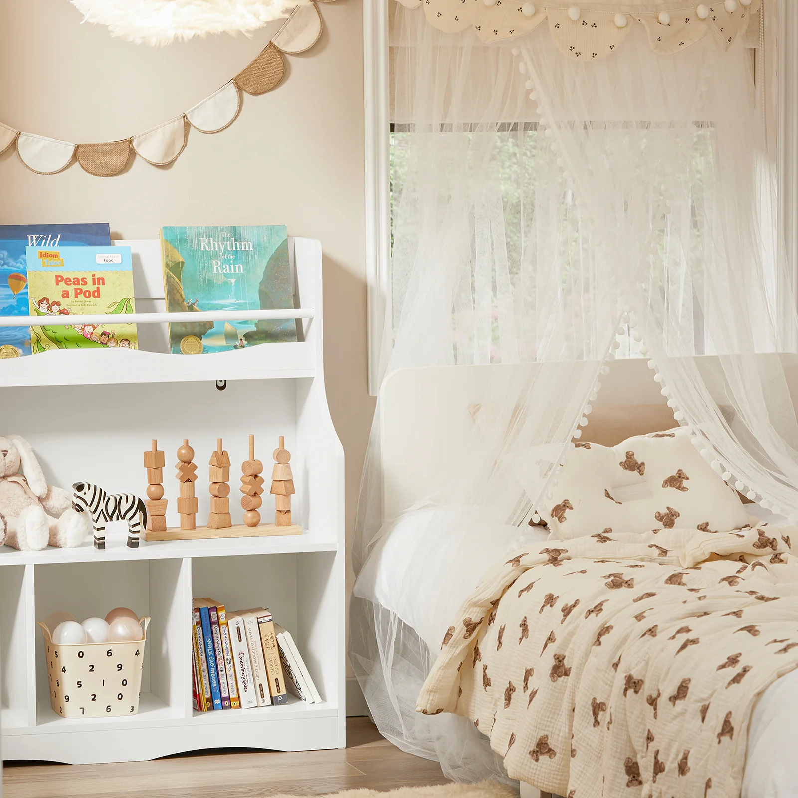 SoBuy KMB57-W Kinderboekenkast, Kinderboekenplank, Speelgoedplank, Boekenplank voor Kinderen, Opbergkast voor Boeken en Speelgoed, Opbergplank - Image 8