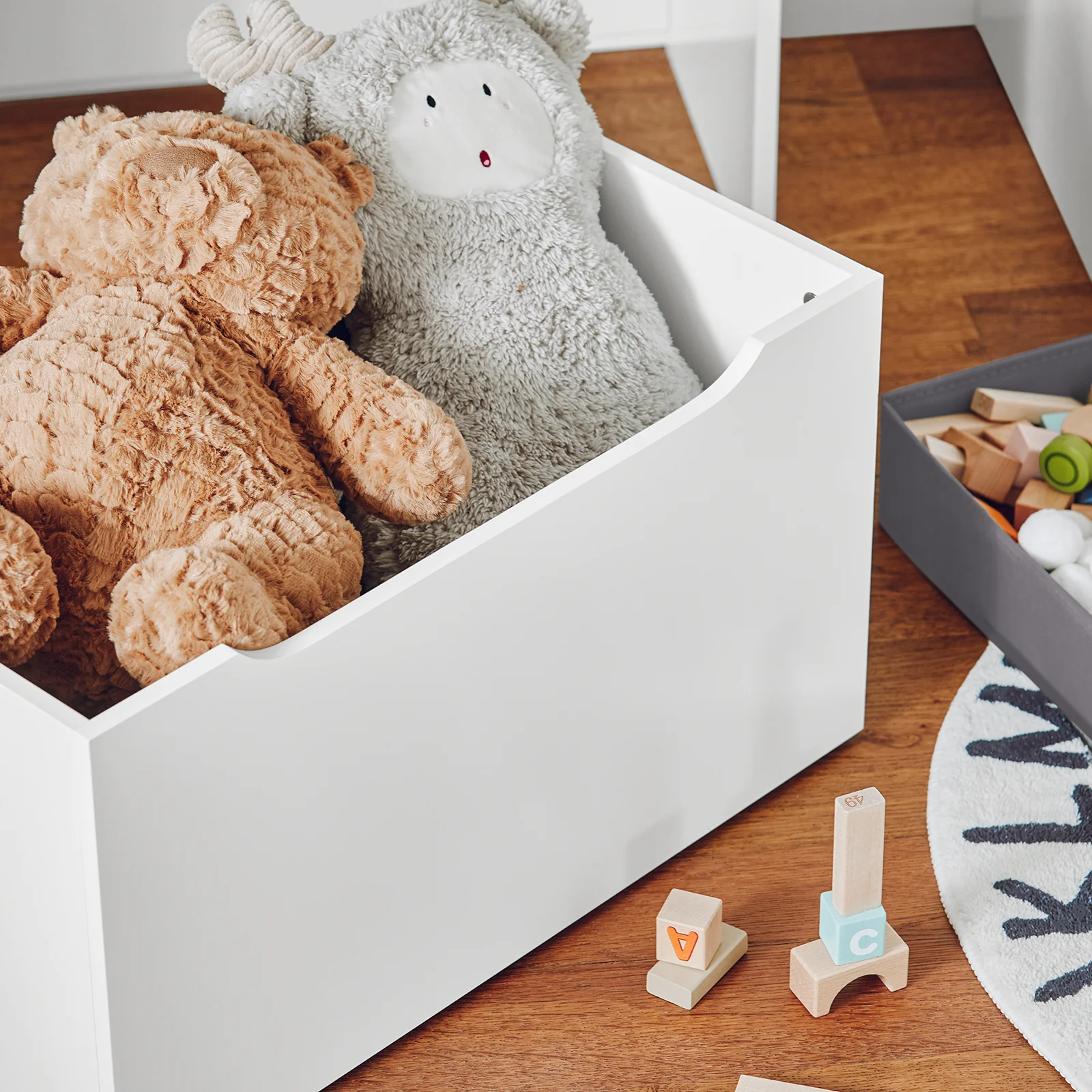 SoBuy KMB71-W Boekenrek voor Kinderen met 2 Manden en 1 Verrijdbaar Compartiment, Boekenkast Kinderen, Boekenplank - Image 5