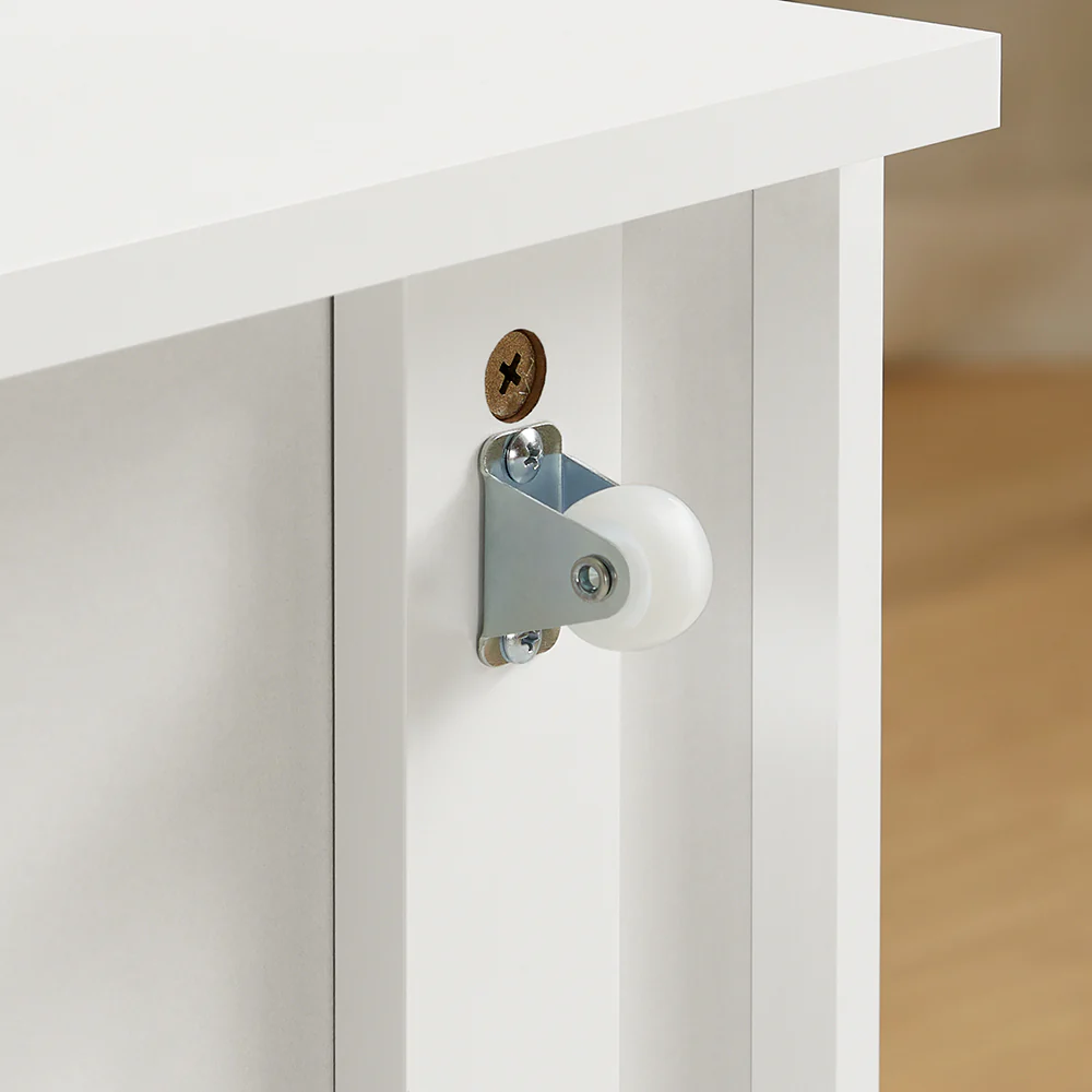 SoBuy KMB83-W Kinderboekenkast met 3 Planken, 2 Open Vakken en 1 Lade op Wielen, Boekenkast voor Kinderen, Boekenplank, Boekenrek, Speelgoedplank - Image 9