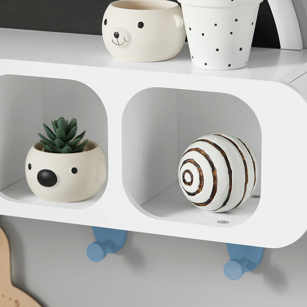 SoBuy KMB86-W Wandplank voor Kinder, Hangende Opbergplank, Kinderkapstok, Boekenplank, Wand Boekenkast - Image 10