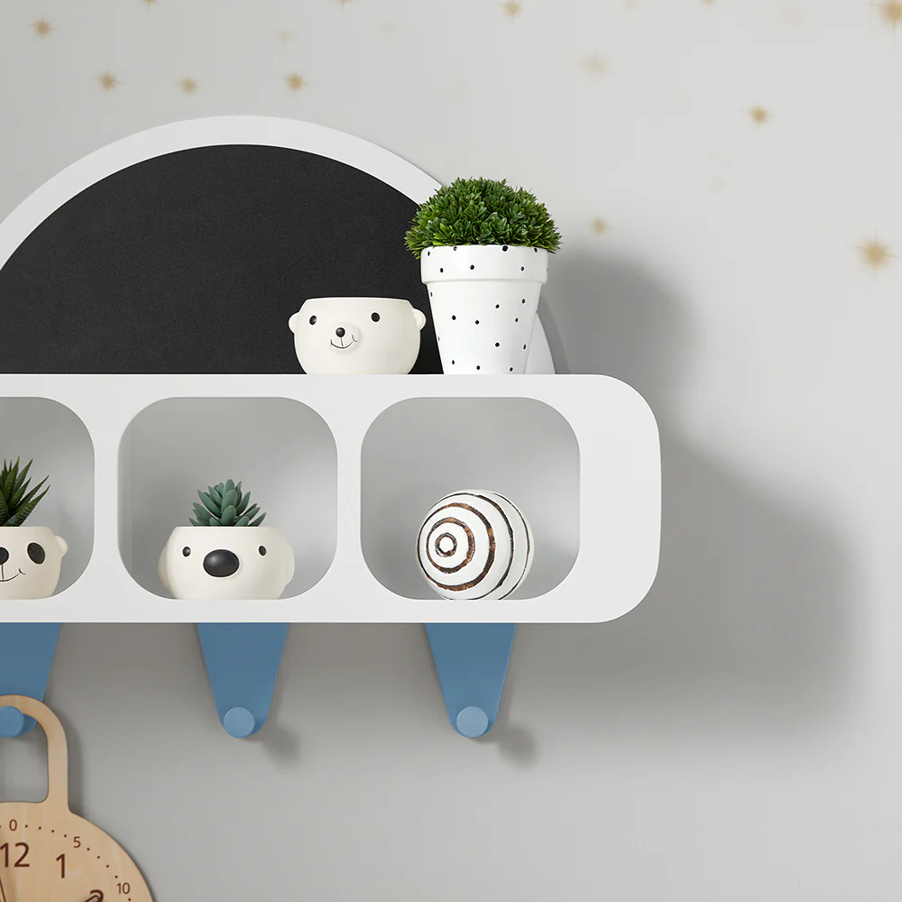 SoBuy KMB86-W Wandplank voor Kinder, Hangende Opbergplank, Kinderkapstok, Boekenplank, Wand Boekenkast - Image 9