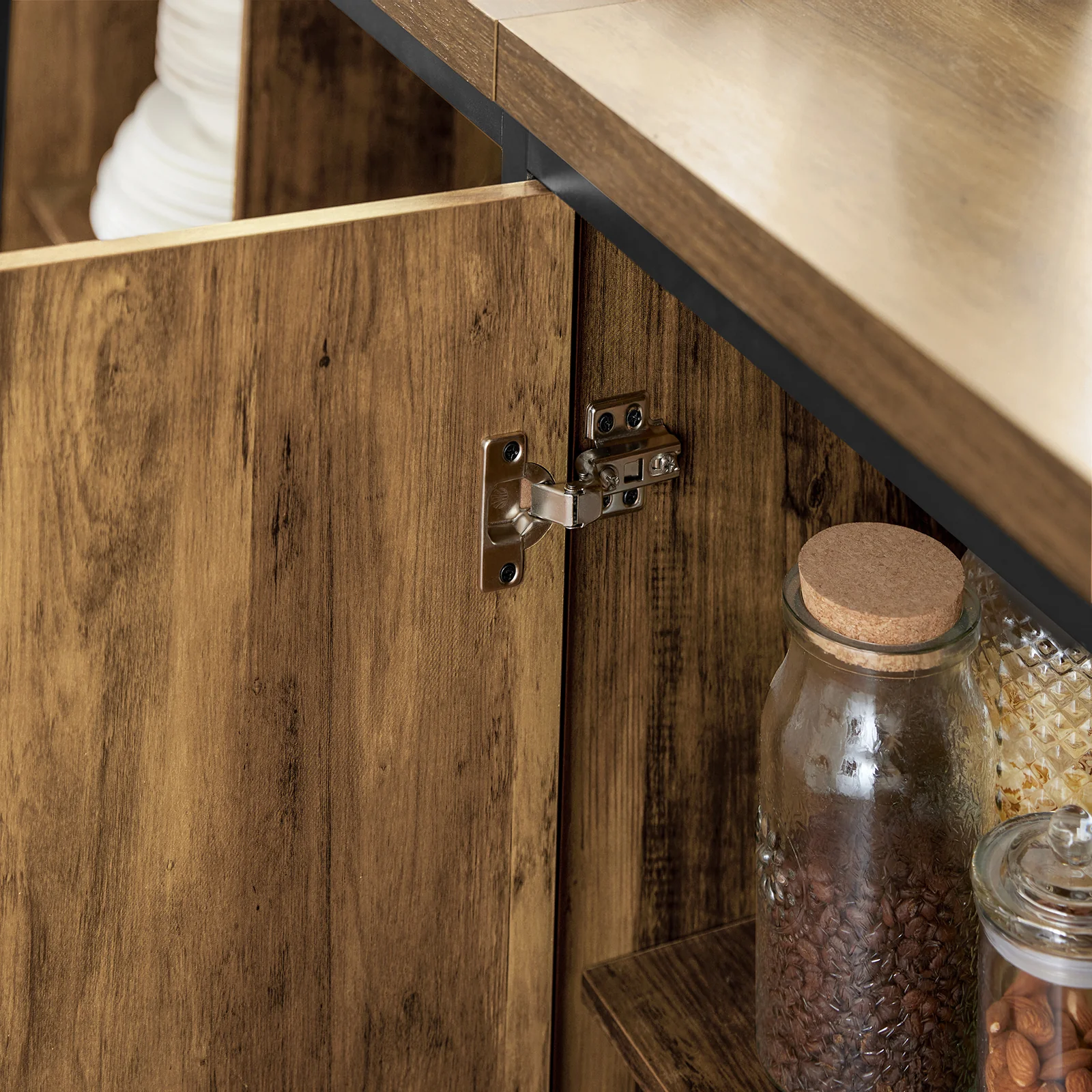 SoBuy KNL01-F Keukeneiland, Multifunctioneel Opslagmeubel, Buffet met Werkblad van 170 cm, Keukenkast, Bar Meubel voor de Woonkamer, Vintage Bruin, 170 x 60 x 89 cm - Image 14