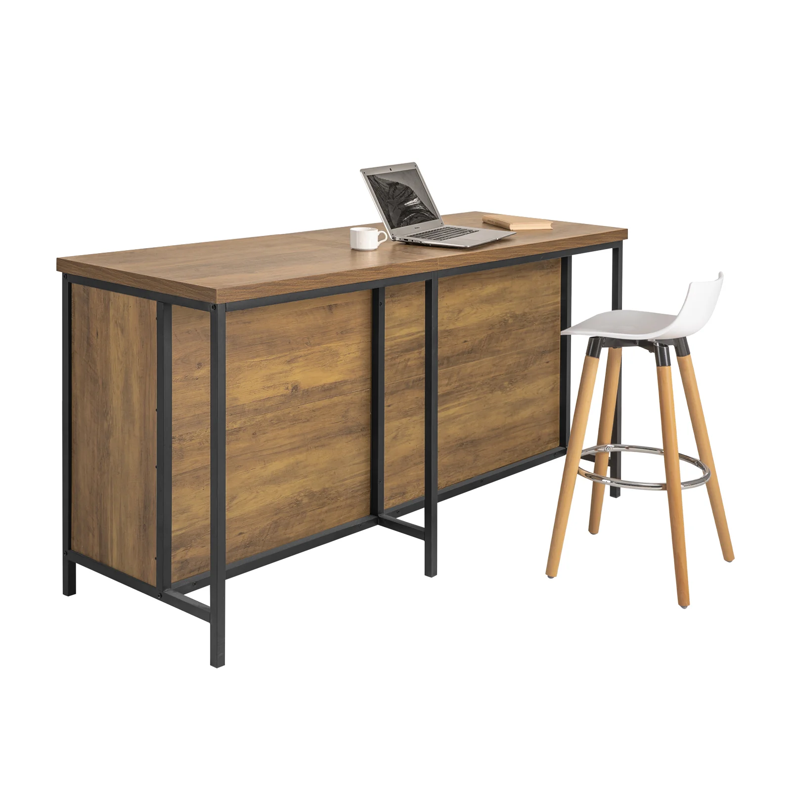 SoBuy KNL01-F Keukeneiland, Multifunctioneel Opslagmeubel, Buffet met Werkblad van 170 cm, Keukenkast, Bar Meubel voor de Woonkamer, Vintage Bruin, 170 x 60 x 89 cm - Image 15