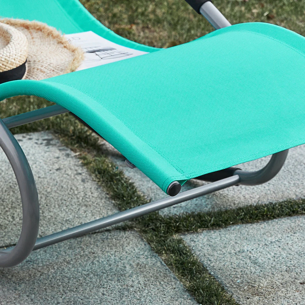 SoBuy OGS28-TB | Ligstoel | Tuinstoel | Swingstoel | Schommelstoel | Ergonomische | met Verstelbare Hoofdsteun en Zijzak | Turkoois - Image 16