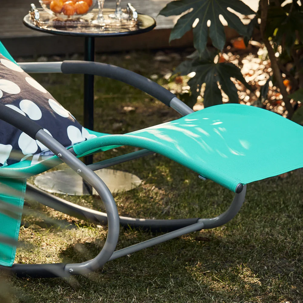 SoBuy OGS28-TB | Ligstoel | Tuinstoel | Swingstoel | Schommelstoel | Ergonomische | met Verstelbare Hoofdsteun en Zijzak | Turkoois - Image 18