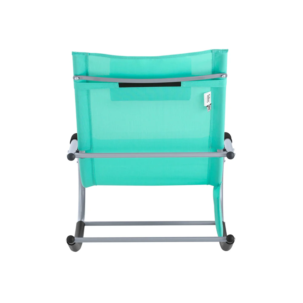 SoBuy OGS28-TB | Ligstoel | Tuinstoel | Swingstoel | Schommelstoel | Ergonomische | met Verstelbare Hoofdsteun en Zijzak | Turkoois - Image 5