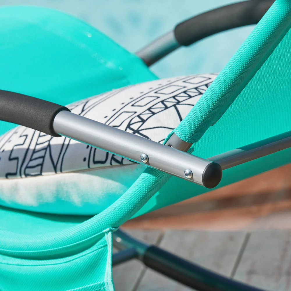 SoBuy OGS28-TB | Ligstoel | Tuinstoel | Swingstoel | Schommelstoel | Ergonomische | met Verstelbare Hoofdsteun en Zijzak | Turkoois - Image 8