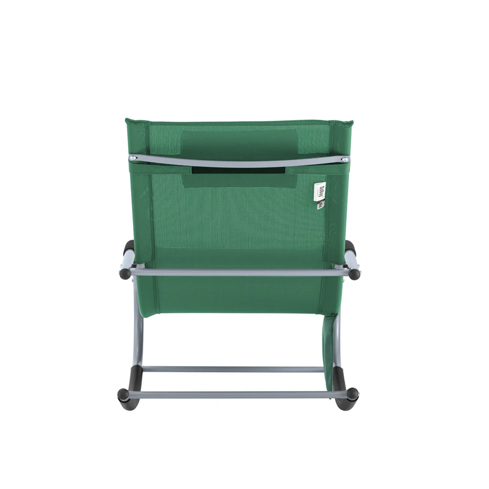 SoBuy OGS28-WD | Ligstoel | Tuinstoel | Swingstoel | Schommelstoel | Ergonomische | met Verstelbare Hoofdsteun en Zijzak | Donkergroen - Image 4