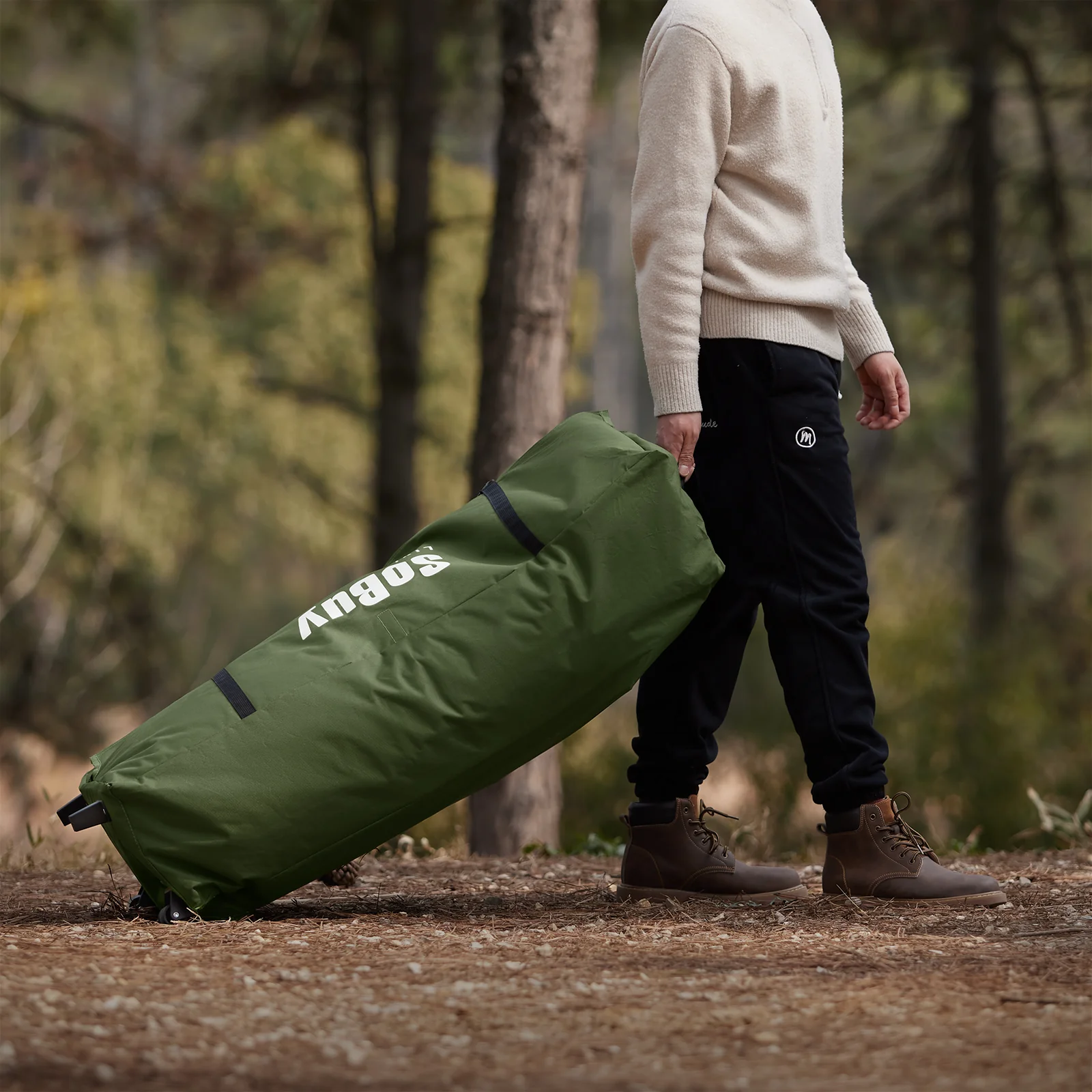 SoBuy OGS32-L-GR | 4-in-1 Tent met opvouwbaar  verhoogd bed, dak, slaapzak, luchtmatras  | Maximale belasting 180 kg | 2 Personen | Groente - Image 13