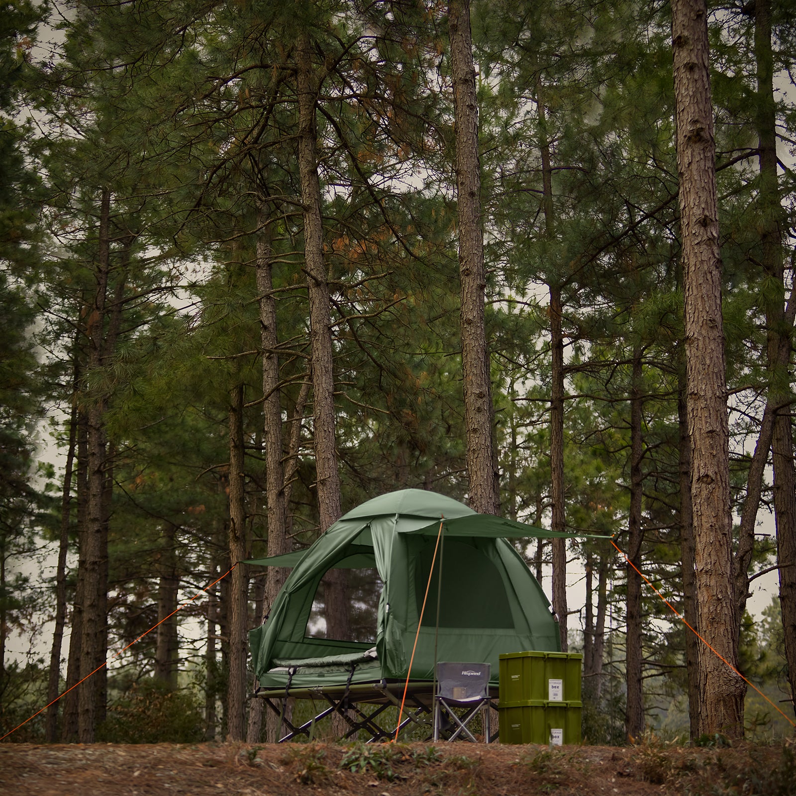 SoBuy OGS32-L-GR | 4-in-1 Tent met opvouwbaar  verhoogd bed, dak, slaapzak, luchtmatras  | Maximale belasting 180 kg | 2 Personen | Groente - Image 16