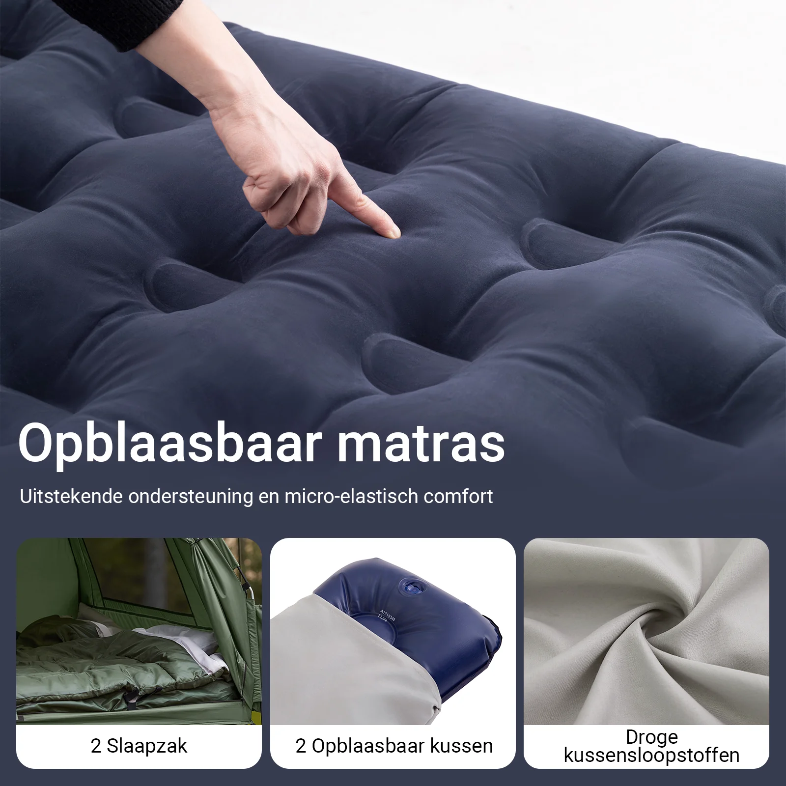 SoBuy OGS32-L-GR | 4-in-1 Tent met opvouwbaar  verhoogd bed, dak, slaapzak, luchtmatras  | Maximale belasting 180 kg | 2 Personen | Groente - Image 8