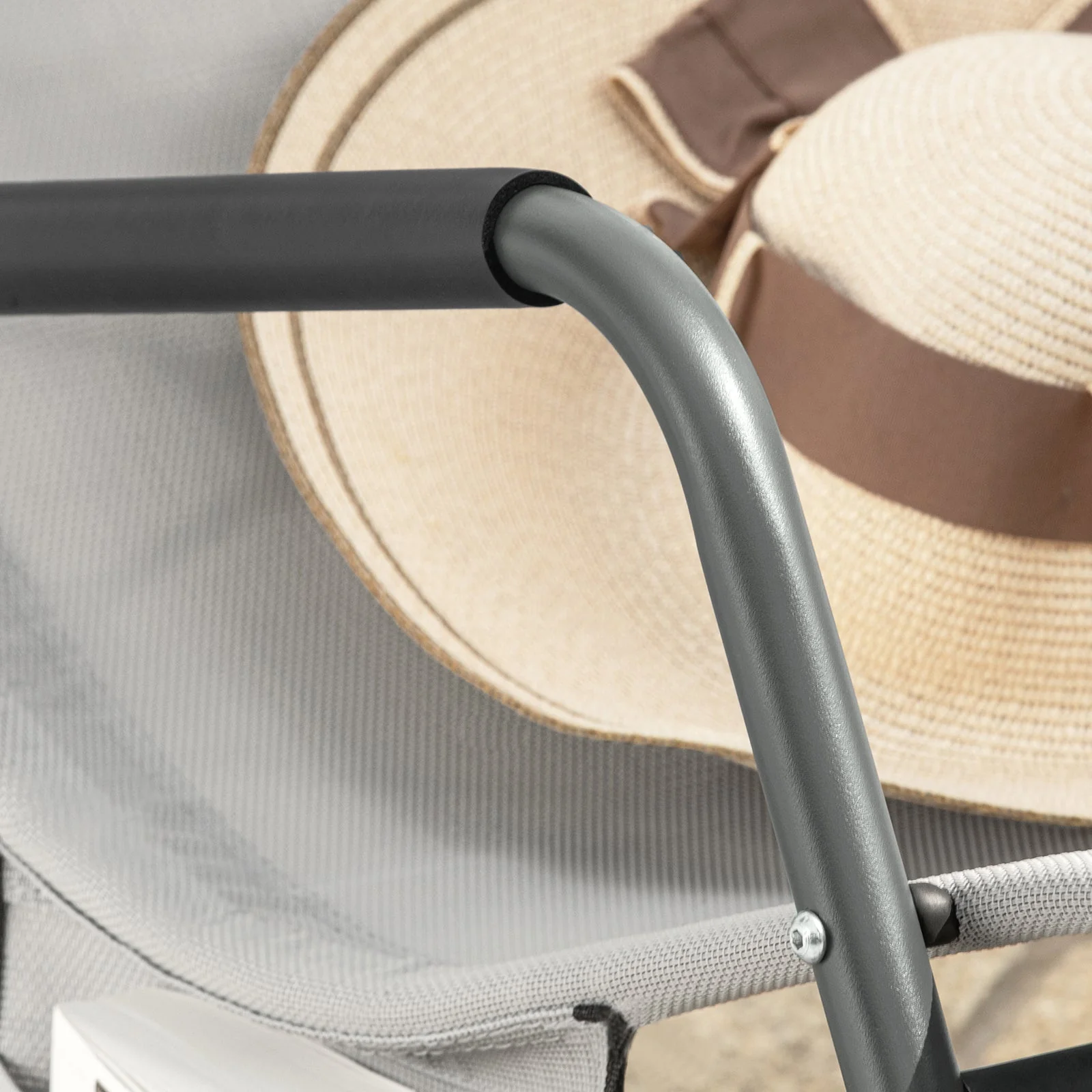 SoBuy OGS47-HG | Ligstoel | Tuinstoel | Swingstoel | Schommelstoel | Ergonomische | met Zijzak | Grijs - Image 7