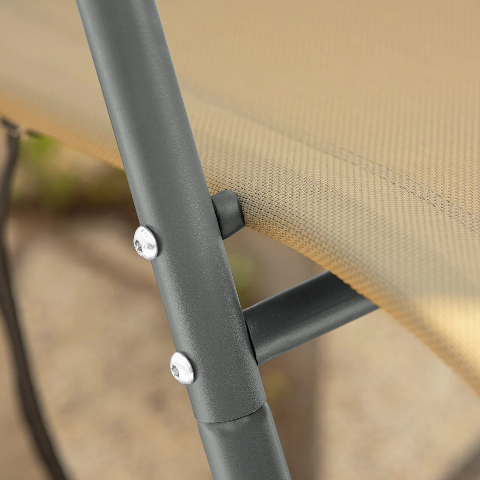 SoBuy OGS47-KA | Ligstoel | Tuinstoel | Swingstoel | Schommelstoel | Ergonomische | met Zijzak | Khaki - Image 6