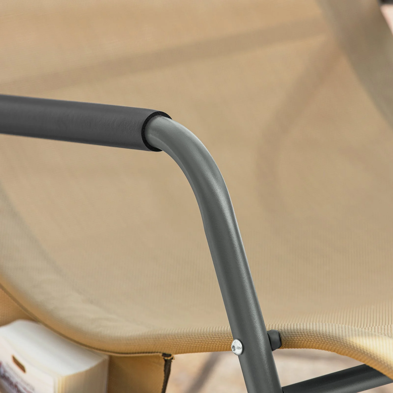 SoBuy OGS47-KA | Ligstoel | Tuinstoel | Swingstoel | Schommelstoel | Ergonomische | met Zijzak | Khaki - Image 8