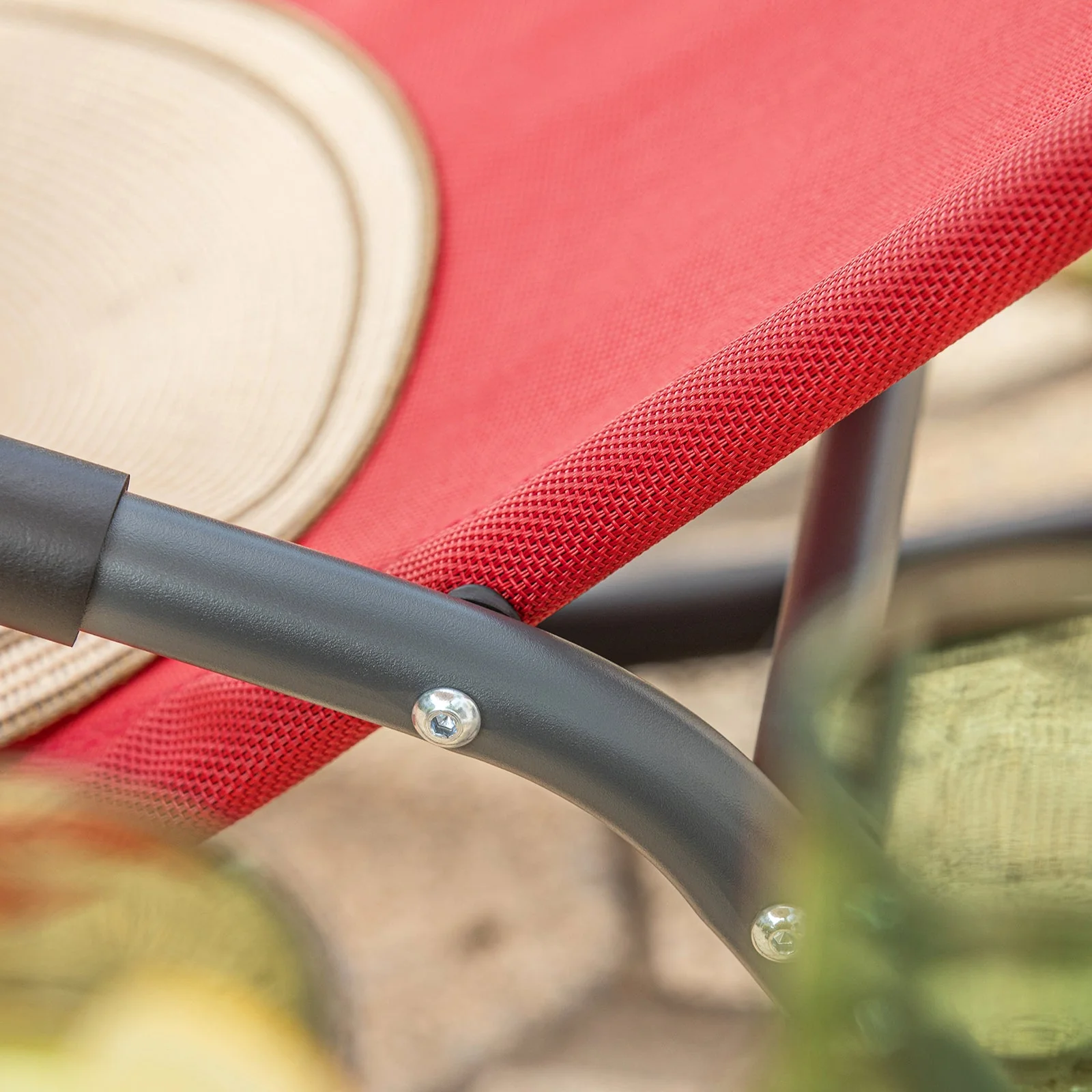 SoBuy OGS47-R | Ligstoel | Tuinstoel | Swingstoel | Schommelstoel | Ergonomische | met Zijzak | Rood - Image 7