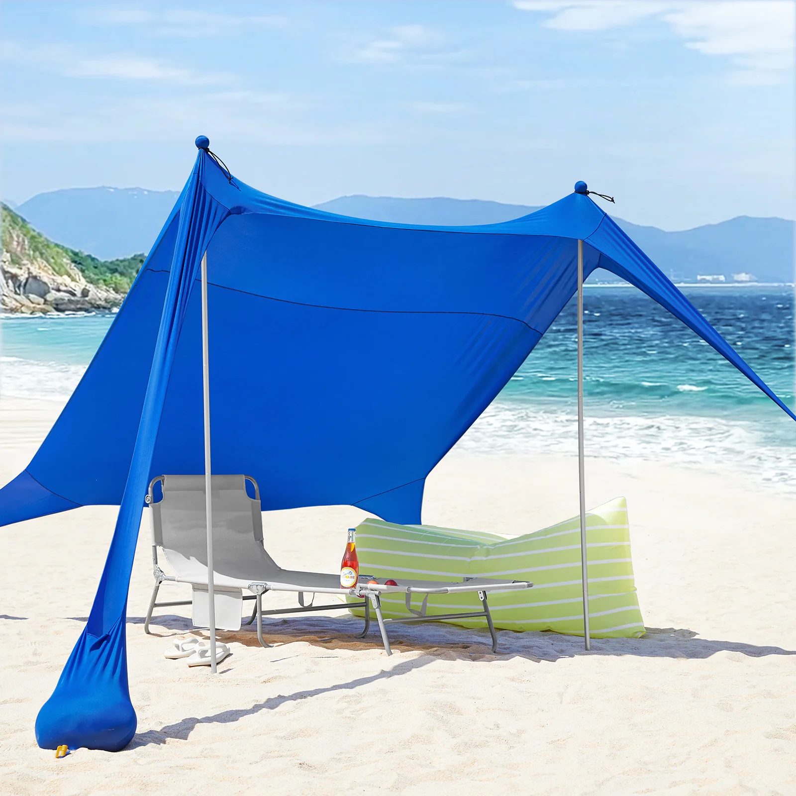SoBuy OZT01-DB Strandhuisje, lycra, polyester, UPF30, draagbare strandtent, strandparasol, schaduw - Image 3