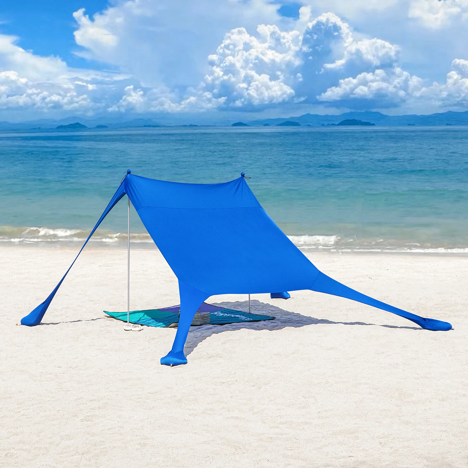 SoBuy OZT01-DB Strandhuisje, lycra, polyester, UPF30, draagbare strandtent, strandparasol, schaduw - Image 4