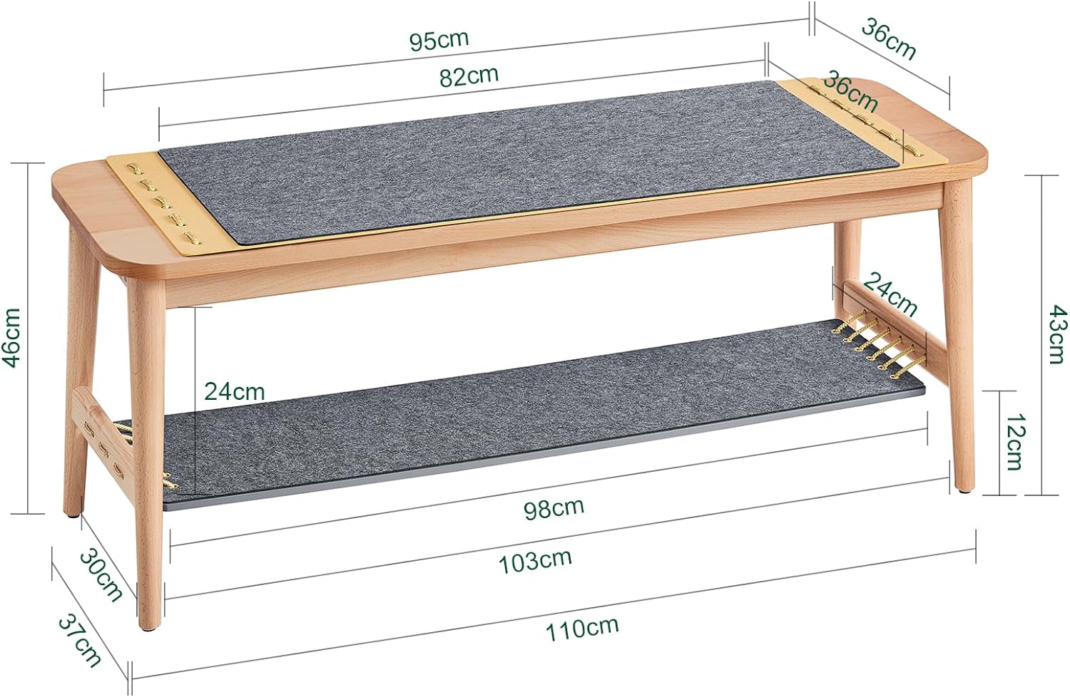 SoBuy HFSR01-N Schoenenbank met Gewatteerd Kussen, Gewatteerde Bank, Opbergbank met Gevoerde Zitting - Image 3