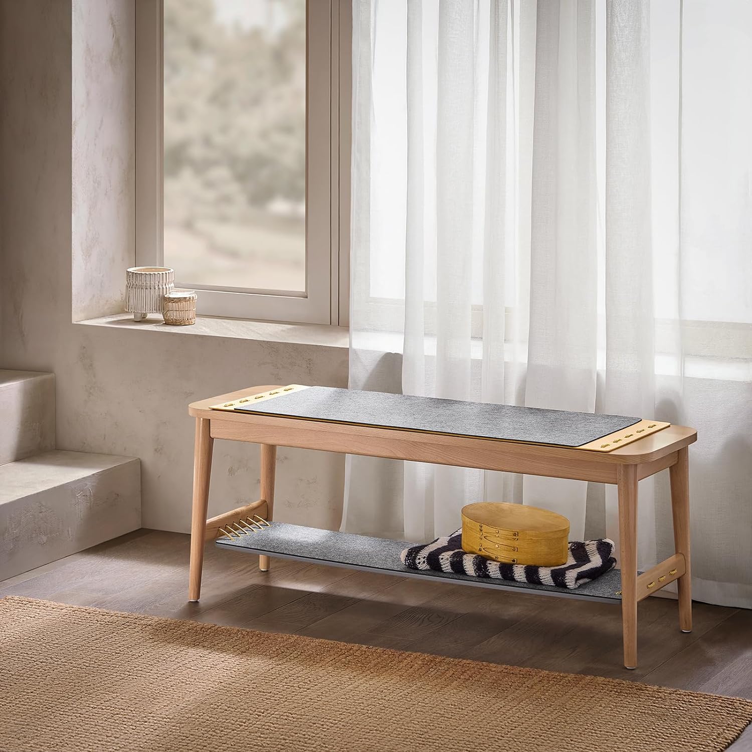 SoBuy HFSR01-N Schoenenbank met Gewatteerd Kussen, Gewatteerde Bank, Opbergbank met Gevoerde Zitting - Image 4