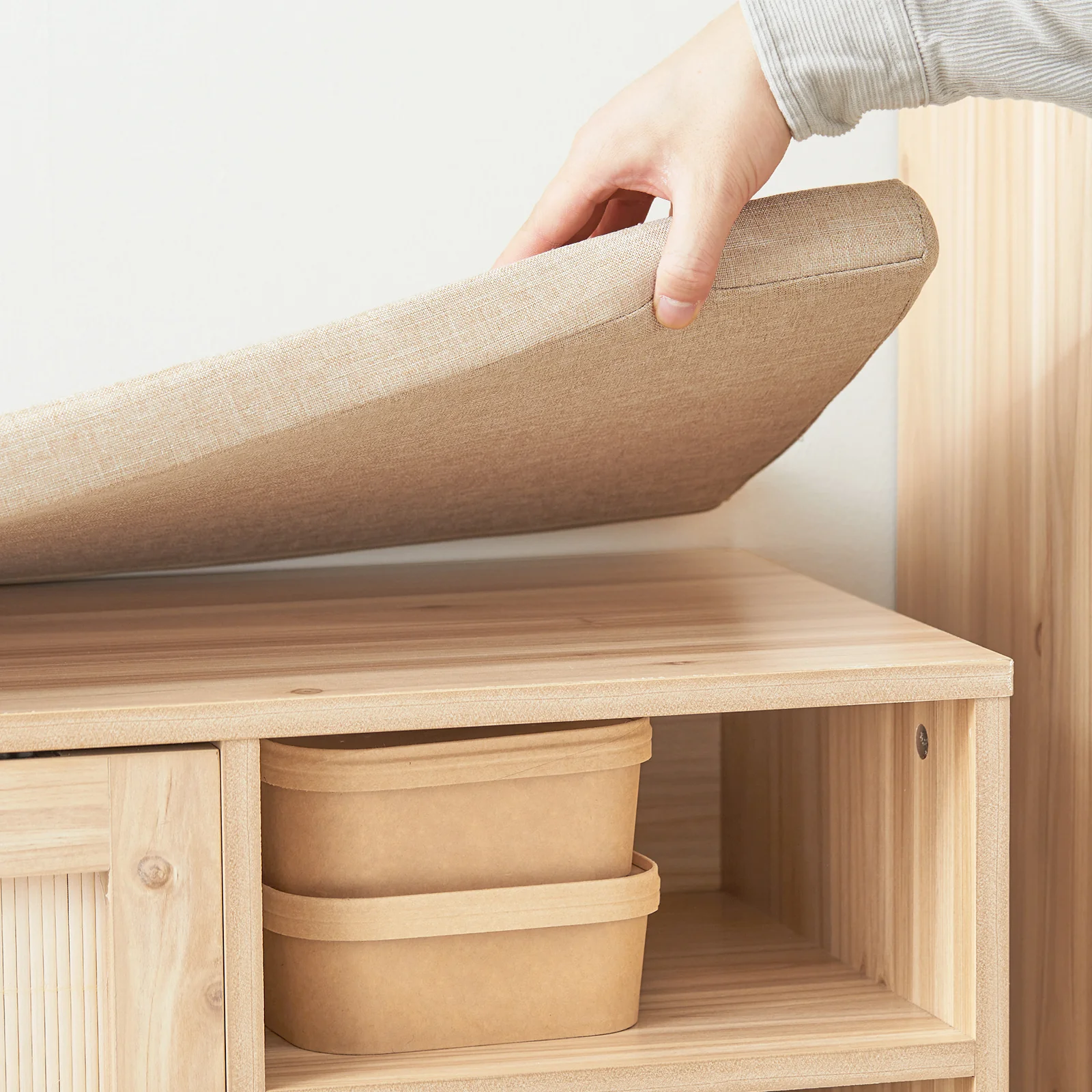 SoBuy Set FSR163-N + FSR160-N – Bamboe Schoenenmeubel Set in Natuurkleur, Schoenenbank met Kussen + Schoenenkast met 2 Kleppen, 2-delige Haloplossing - Image 10