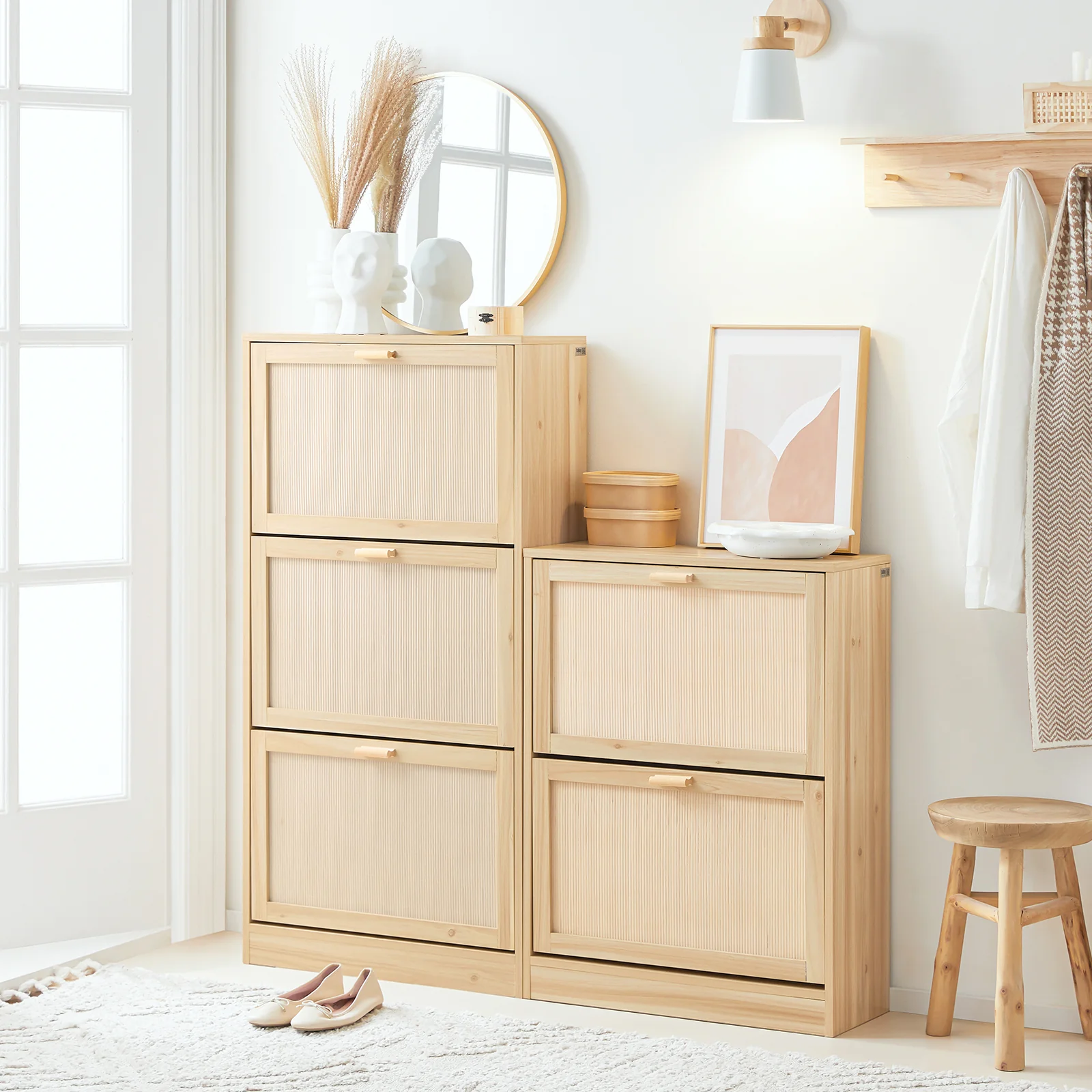 SoBuy Set FSR163-N + FSR160-N – Bamboe Schoenenmeubel Set in Natuurkleur, Schoenenbank met Kussen + Schoenenkast met 2 Kleppen, 2-delige Haloplossing - Image 17