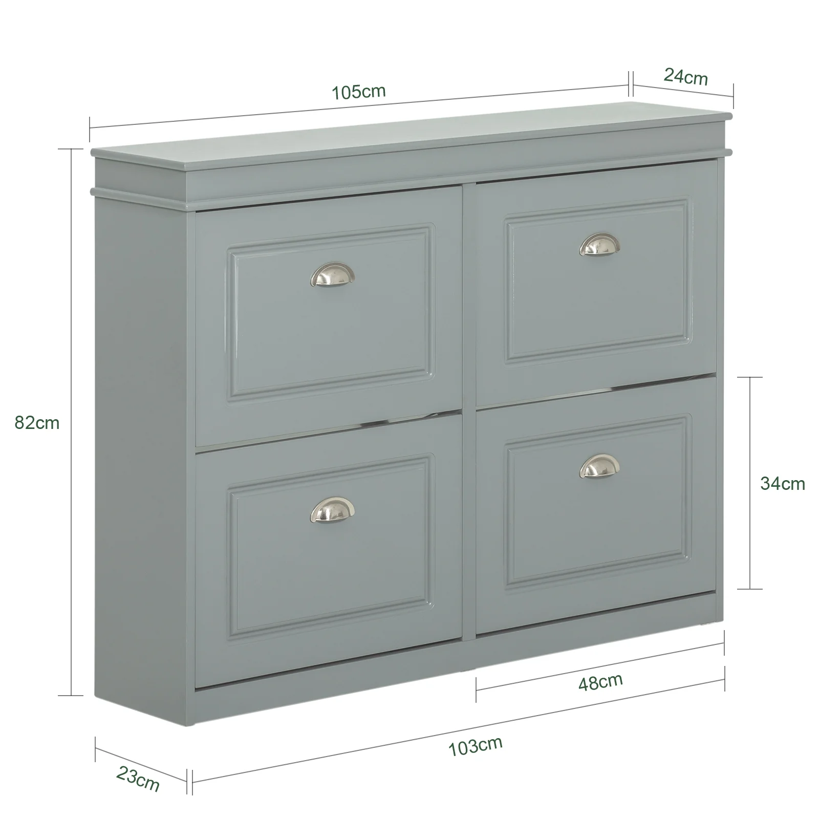 SoBuy Set FSR64-HG + FSR79-HG – Grijze Schoenenmeubel Set, Schoenenbank met Kussen + Schoenenkast met 4 Kleppen voor 16 Paar, 2-delig Halmeubel - Image 5