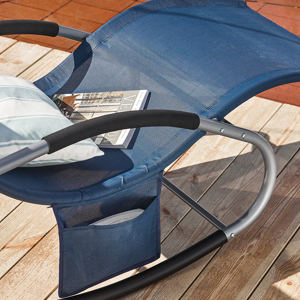 SoBuy OGS28-NBx2 | Set van 2 | Ligstoel | Tuinstoel | Swingstoel | Schommelstoel | Ergonomische | met Verstelbare Hoofdsteun en Zijzak | Marineblauw - Image 10