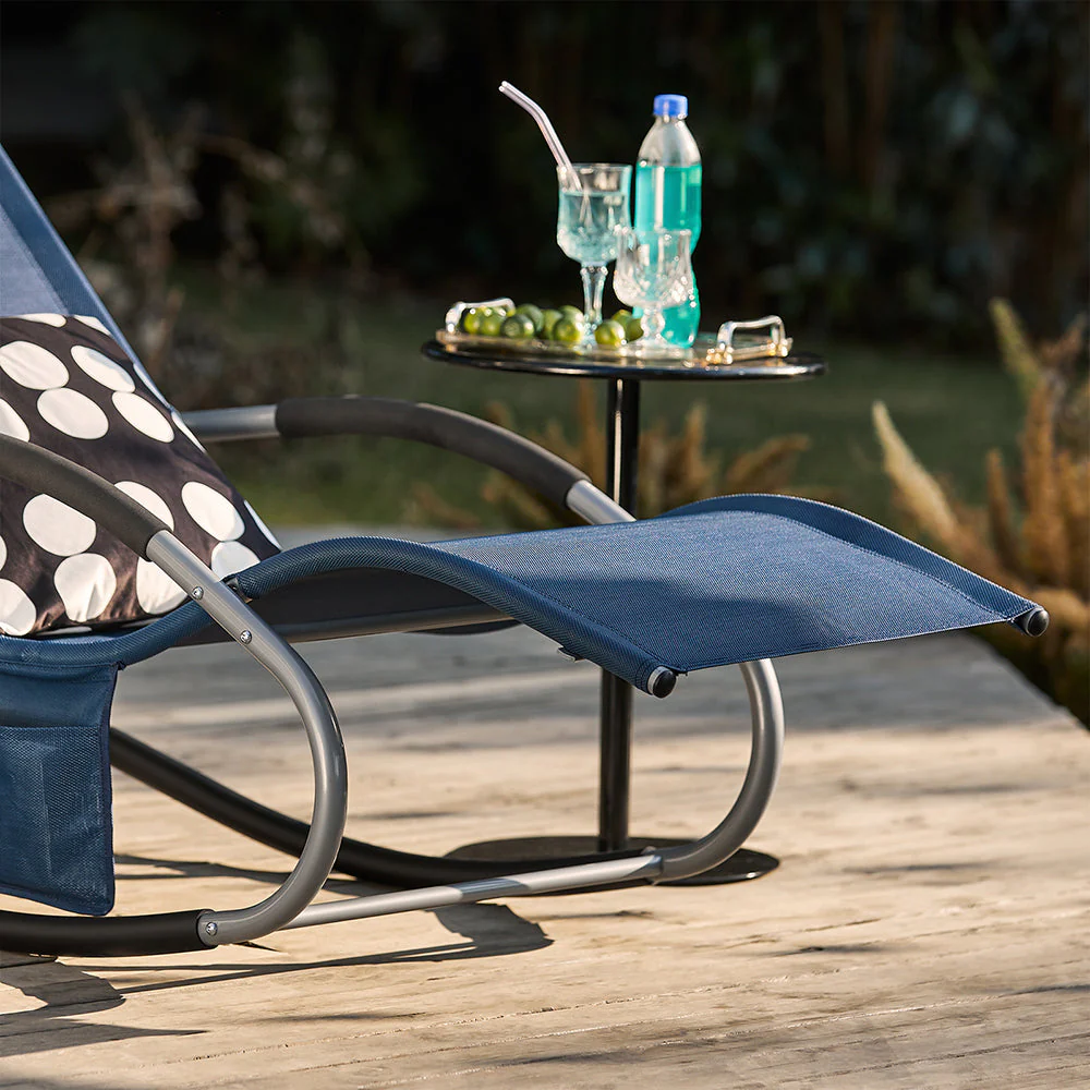 SoBuy OGS28-NBx2 | Set van 2 | Ligstoel | Tuinstoel | Swingstoel | Schommelstoel | Ergonomische | met Verstelbare Hoofdsteun en Zijzak | Marineblauw - Image 11