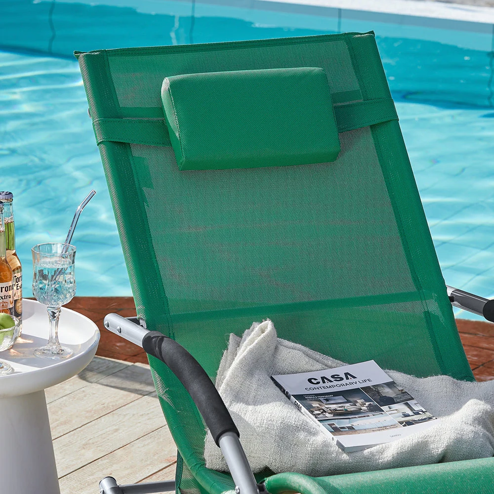 SoBuy OGS28-WDx2 | Set van 2 | Ligstoel | Tuinstoel | Swingstoel | Schommelstoel | Ergonomische | met Verstelbare Hoofdsteun en Zijzak | Donkergroen - Image 9