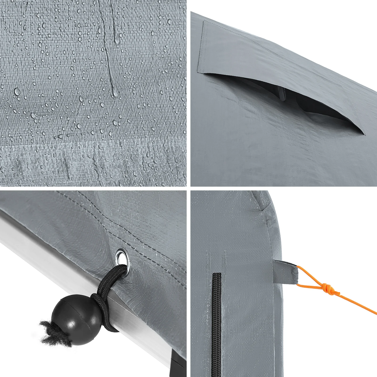 SoBuy KLS11-DG Tuinhuis, tuinhuis voor buiten, waterdicht, motorhuis met haken, garage voor fiets en gereedschap, fietsschuur, opslag en opslag, grijs, 120 x 176 x 163 cm - Image 11