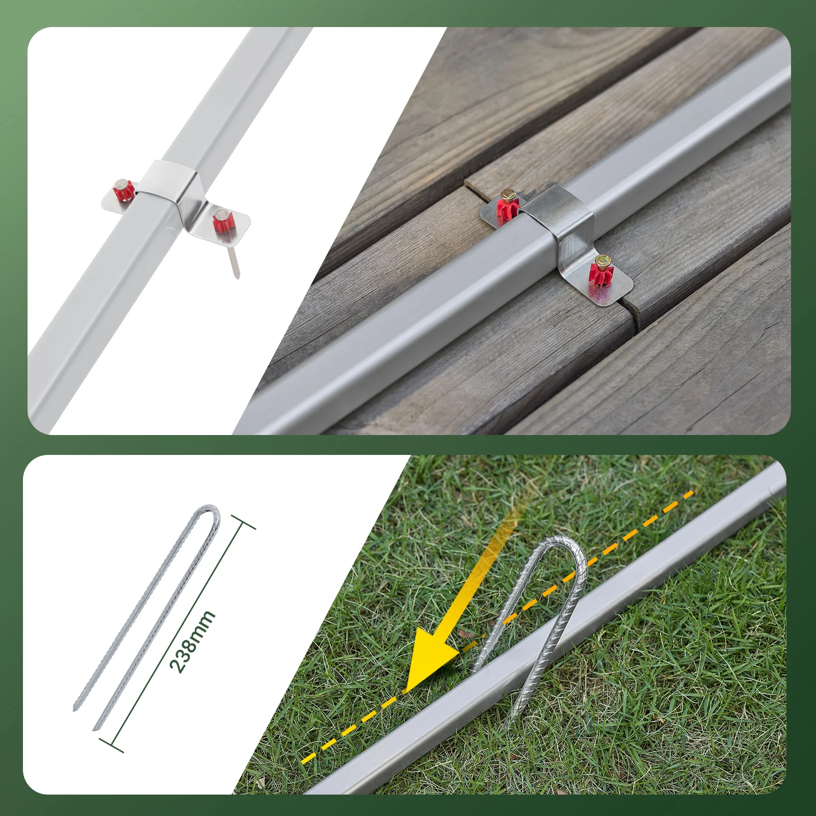 SoBuy KLS11-DG Tuinhuis, tuinhuis voor buiten, waterdicht, motorhuis met haken, garage voor fiets en gereedschap, fietsschuur, opslag en opslag, grijs, 120 x 176 x 163 cm - Image 9